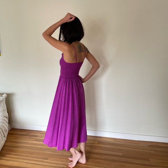 Rebecca Taylor 100% Silk Snakeskin Pattern Midi Dress, Drop Waist - Pink, Size 4 - Picture 5 of 11